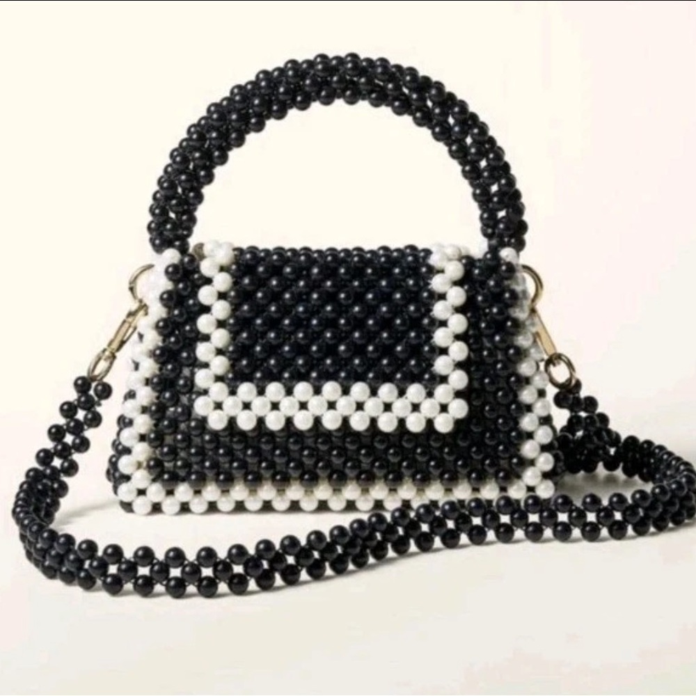 NWT! Kate Spade Elegant Black and White Beaded Handbag